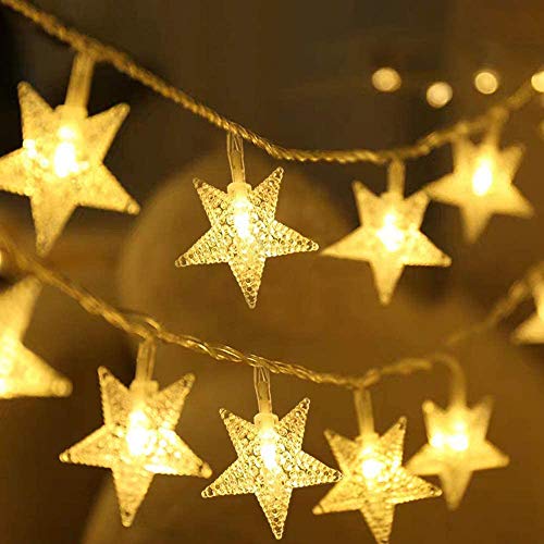 Cadenas de Luces Estrellas,DIKI Luces LED de Navidad luces de hadas 5m 40 estrellas, para bodas, árbol de Navidad, año nuevo, jardines, decoraciones de interior y exterior, fijas, intermitentes(RGB)