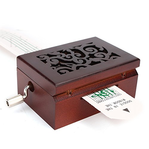 Caja de música de madera para manivela con perforador de agujeros, 30 cintas de papel (14 cintas vacías + 16 cintas de música), caja de música para niños Caja de música de madera para manivela con perforador de agujeros, 30 cintas de papel (14 cintas vacías + 16 cintas de música), caja de música para niños