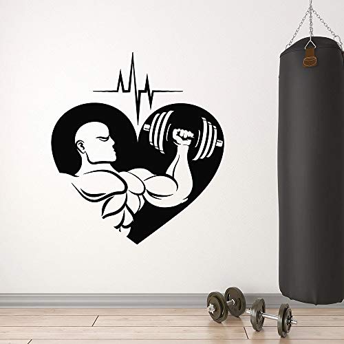 Calcomanías de pared de corazón muscular gimnasio gimnasio sala de entrenamiento decoración de interiores amor puertas y ventanas deportivas pegatinas de vinilo papel tapiz de arte