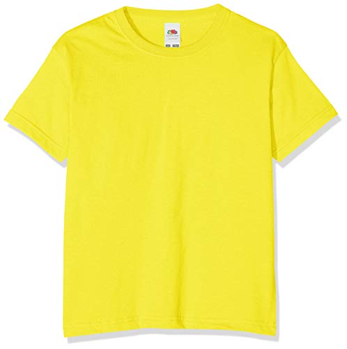 Camiseta de manga corta para niños, de la marca Fruit of the Loom, Unisex Amarillo amarillo 9 años