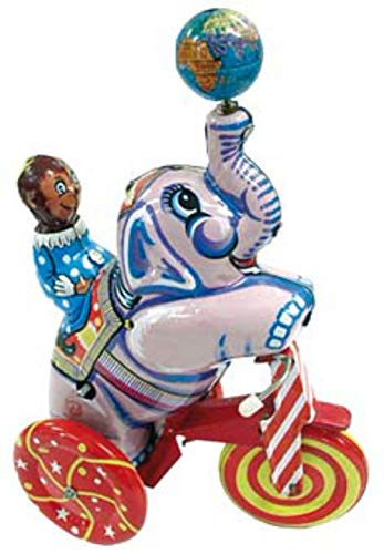 CAPRILO Juguete Decorativo de Hojalata Elefante Payaso Bola Animales de Cuerda. Juguetes y Juegos de Colección. Regalos Originales. Decoración Clásica.