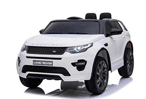 CARS12 Coche ELÉCTRICO para NIÑOS Land Rover Discovery con Licencia Oficial de la Marca, Control Remoto Parental de 2,4 GHz, Asientos de Cuero, Ruedas de Caucho y batería de 12 voltios y 7 a/h