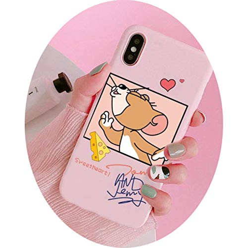 Cartoons Tom Cat Jerry Mouse Phone Case for iPhone 12 Mini 11 Pro MAX X XR XS 8 7 6s Plus Matte Candy Pink Silicone Cases,a7,For 7 Plus or 8 Plus
