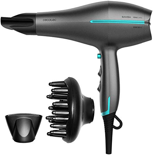 Cecotec Secador de pelo Iónico Bamba IoniCare 5300 Maxi Aura con ion real y gran caudal de aire, 220W de potencia, Función aire frío, 2 velocidades y 3 temperaturas (2,8 m, Negro) Cecotec Secador de pelo Iónico Bamba IoniCare 5300 Maxi Aura con ion real y gran caudal de aire, 220W de potencia, Función aire frío, 2 velocidades y 3 temperaturas (2,8 m, Negro)