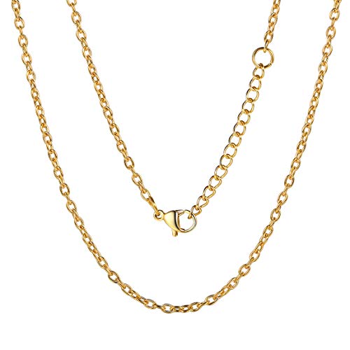 ChainsPro Italia Collar de Eslabones, Acero Inoxidable Oro, 2mm 61cm, Joyería con Caja de Regalo Unisex Hombre Mujer