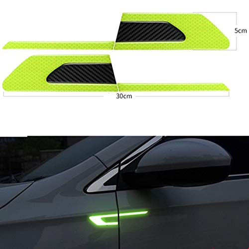 Chengxin Car Decals 2pcs / Set de vagones Reflectante de Seguridad Advertencia Tira de Cinta Reflectante Auto de Choque Tiras reflectoras Las Etiquetas engomadas de Seguros (Color : Verde)