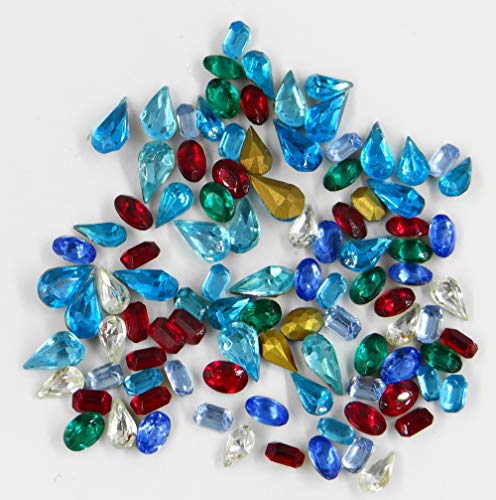 Chromatismes ST53 - Lote de 100 Cristales de estrás Antiguos (años 60), Fondo cónico, Formas y Colores Chromatismes ST53 - Lote de 100 Cristales de estrás Antiguos (años 60), Fondo cónico, Formas y Colores