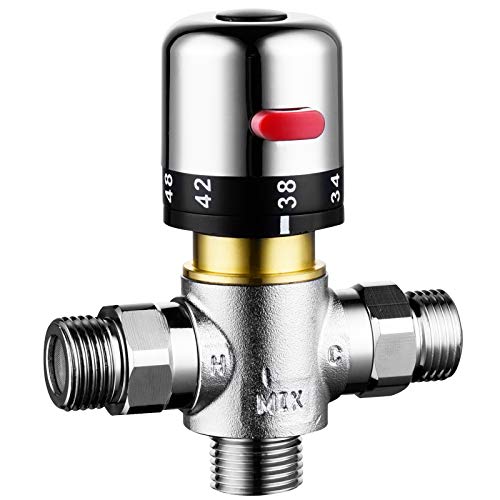CIENCIA G1 / 2"Válvula de ángulo de baño para latón macizo de cromo Válvula de desvío de ducha de tres vías para ducha de mano Válvula mezcladora termostática (CTM504)