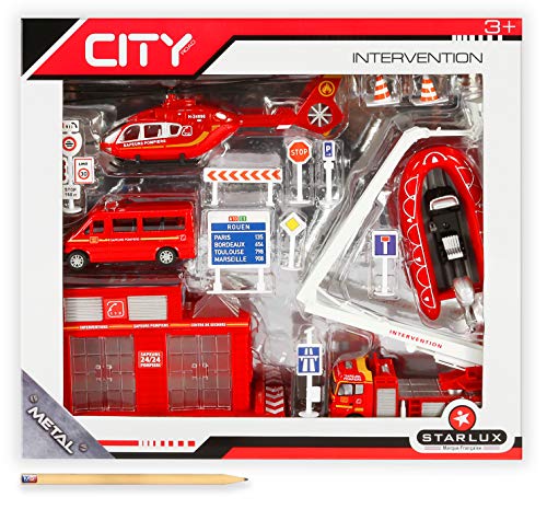 CITY-CITY-806101-Caja Surtido Vehículos Metálicos (Pompiers), 806101 Rojo