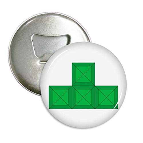 Classic Games Tetris Green Block - Abridor de botellas redondo, imán de nevera, 3 piezas de regalo