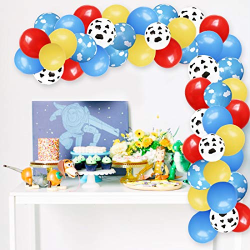 Cloud Balloons Garland Arch Kit para avión Fiesta de cumpleaños Baby Shower con Cloud Cow Print Globos de látex