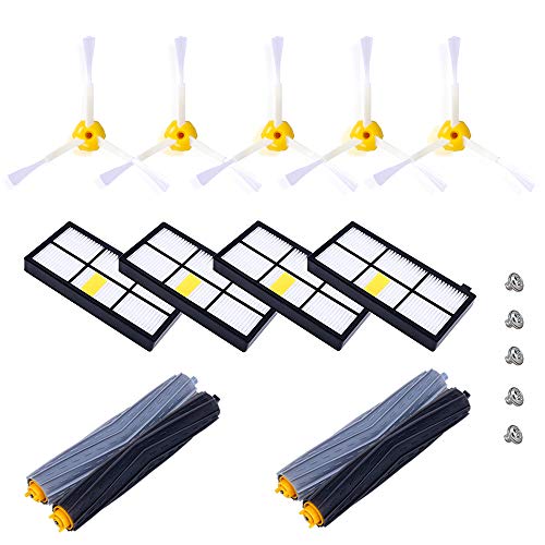 CNASA for iRobot Roomba de la Serie 800 y 900 con 2 Juegos de extractores de escombros sin enredos, 4 filtros, 5 cepillos Laterales y 5 Tornillos Libres de CNASA for iRobot Roomba de la Serie 800 y 900 con 2 Juegos de extractores de escombros sin enredos, 4 filtros, 5 cepillos Laterales y 5 Tornillos Libres de