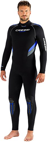 Cressi Castoro Man Traje Monopieza de Buceo Neopreno 5mm High Stretch para Hombre, Negro/Azul/Gris, XL/5