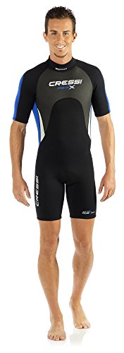 Cressi Med X Man Wetsuit 2.5 mm Traje Monoshort sin Capucha en Neopreno Biforrado, Hombre, Negro/Azul/Plata, M/3 Cressi Med X Man Wetsuit 2.5 mm Traje Monoshort sin Capucha en Neopreno Biforrado, Hombre, Negro/Azul/Plata, M/3