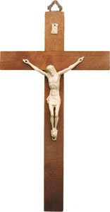 Crucifijo de madera de 20 cm de alto, color marrón oscuro, cruz de resina Corpus 10641