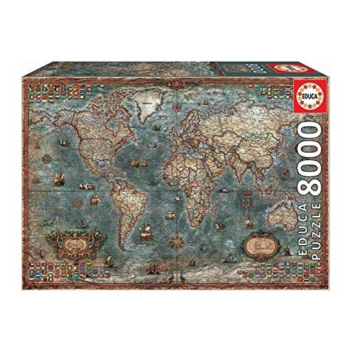 CXFRPU Puzzles 8000 Piezas De Regalo Educativo del Juguete for Adultos Papel descompresión Retro Rompecabezas del Mapa del Mundo de los niños