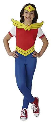 DC Comics - Disfraz de Wonder Woman oficial para niña, infantil 9-10 años (Rubie's 630029-XL)