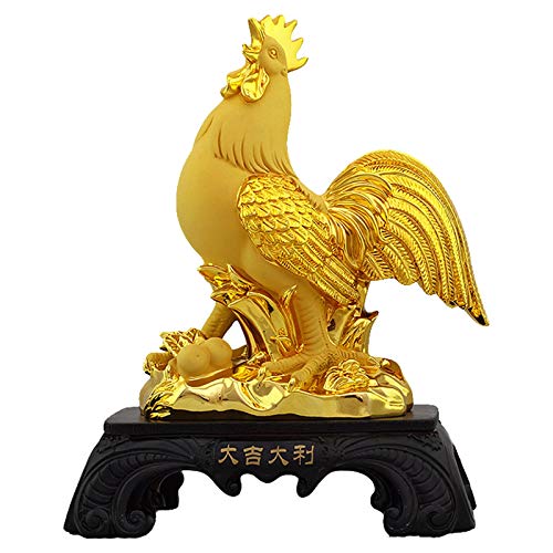 Decoración hogar Chino Zodiaco gallo año de resina de oro figurines coleccionables mesa decoración estatua encanto de prosperidad decoración del hogar regalo feng shui decoración Feng Shui decoración