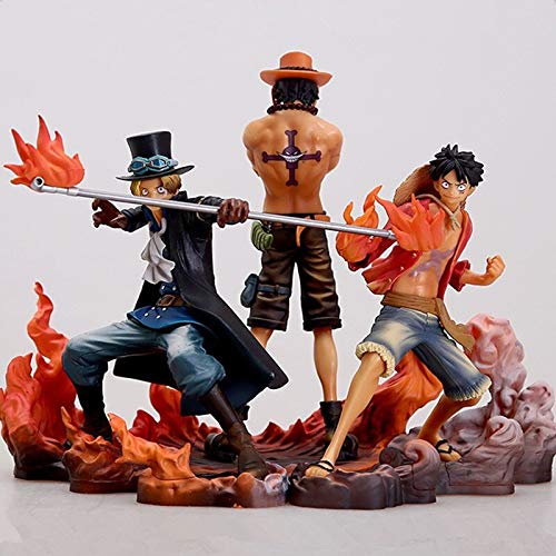 Decoración hogareña 3 unids Anime One Piece Figurine Monkey D Luffy Ace Sabo Three Brothers Set PVC Figura de acción Colección Modelo Muñeco Doll 14-17cm (Color : 3pcs no Retail Box)