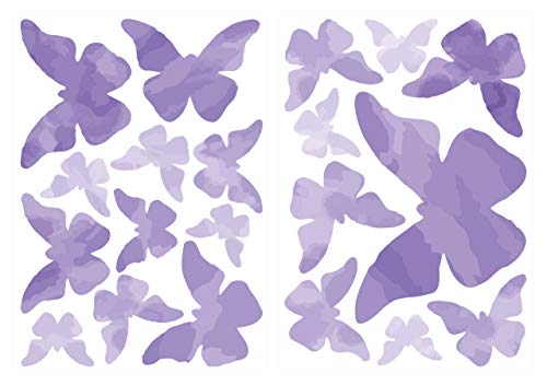 dekodino® Pegatina de pared mariposas acuarela morada 20 piezas set decoración