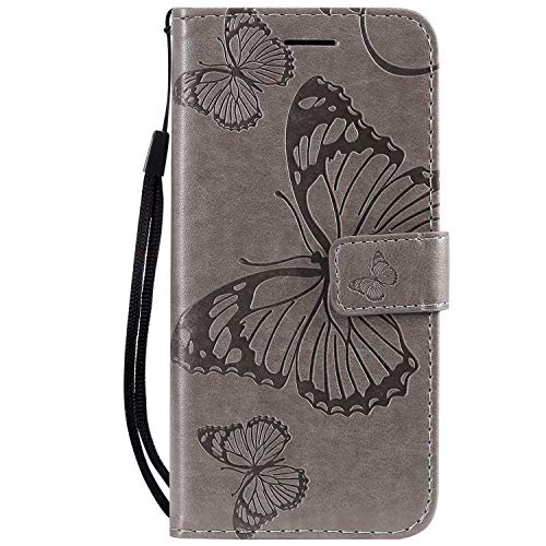 DENDICO Funda Galaxy A40, de piel tipo cartera para Samsung Galaxy A40, tipo libro con función de apoyo y tarjetero, color gris DENDICO Funda Galaxy A40, de piel tipo cartera para Samsung Galaxy A40, tipo libro con función de apoyo y tarjetero, color gris