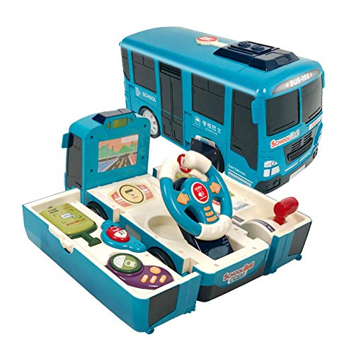 Dfghbn Autobús Infantil, Puzzle Multifuncional Conducción Simulación Escuela de Juguete, Juego de educación temprana transformable vívida, STOR (Color : Mist Blue)