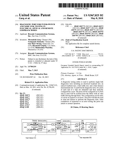 Diagnostic port for inter-switch and node link testing in electrical, optical and remote loopback modes: United States Patent 9967025 (English Edition)