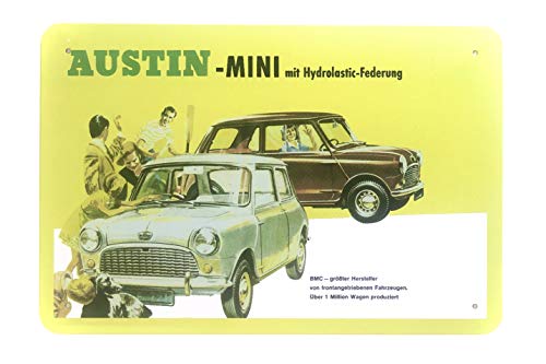 DiiliHiiri Cartel de Chapa Vintage Decoración, Letrero A4 Estilo Antiguo de metálico Retro. (Austin Mini)
