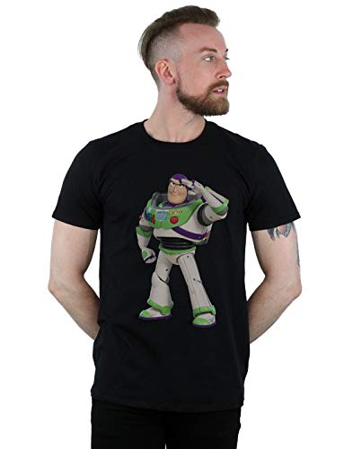 Disney Hombre Toy Story Buzz Lightyear Standing Camiseta Negro Small