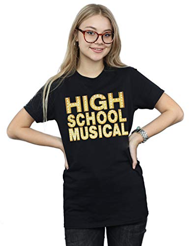Disney Mujer High School Musical The Musical Lights Logo Camiseta del Novio Fit Negro XX-Large