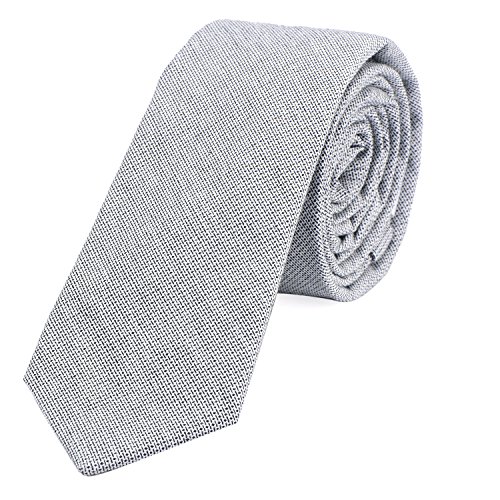 DonDon Corbata estrecha de algodón para hombres de 6 cm con look estilo vaquero Jeans - gris claro-negro