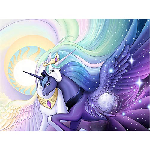 Dybjq Dibujos animados Daimond Pintura Pony Princesa 5D DIY Diamante Bordado Unicornio Planta Cristal Rhinestone Decoración Hogar Arte 40x50cm