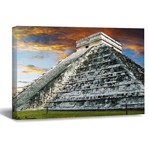 El Castillo Canvas Picture Painting Artwork Wall Art Poto Framed Canvas Prints for Bedroom Living Room Home Decoration, Ready to Hanging 8"x12"