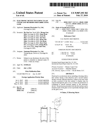 Electronic device including glass cover and methods for fabricating same: United States Patent 9907193 (English Edition)