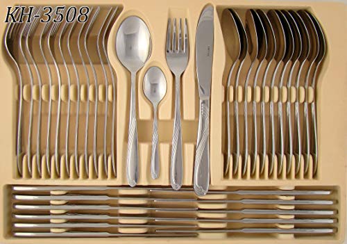 Elegante juego de cubiertos de acero inoxidable de 72 piezas, incluye cubertería, tenedor, cuchara, cuchara y cuchara para ensalada (diseño 3)