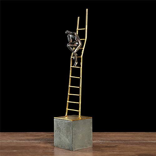 Estatua de escalador – Estatua de color bronce para decoración del hogar, sala de estar, dormitorio, oficina, figura vintage decorativa de resina, S