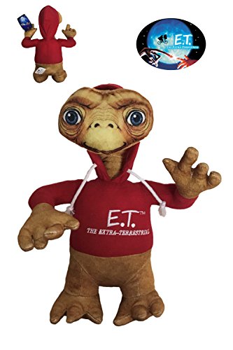 ET Peluche E.T. el Extraterrestre Serigrafiado 30cm con Sudadera roja con Capucha. Calidad Super Soft