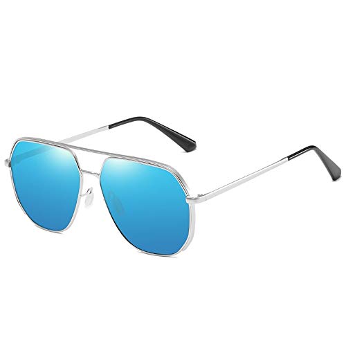 EVFIT Gafas de Sol Gafas de Sol polarizadas de los Hombres de la Cara Grande Gafas de Sol Retro Gafas de Sol de Metal Conductor Espejo retrovisor Ciclismo de Golf de conducción Escalada Pesca