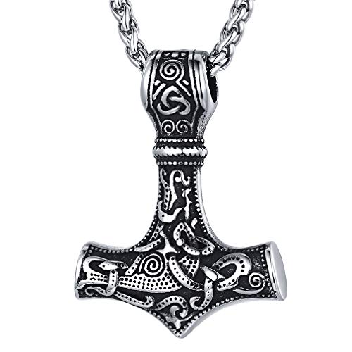 FaithHeart Colgantes Martillo de Thor para Hombres y Mujeres de Estilo Vintage con Cruz Celta Collares Morales de Amuleto de Protección Nórdico