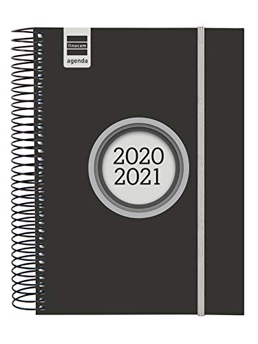 Finocam - Agenda Curso 2020-2021, 1 Día Página Espir Label, Negro, Español, E10-155 x 212 (Sobremesa)