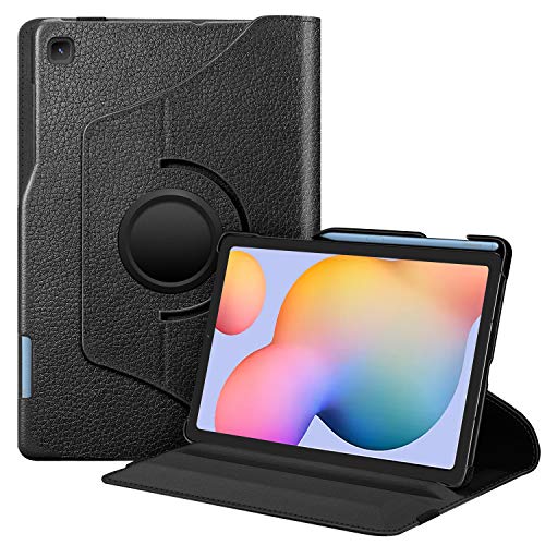 Fintie Funda Giratoria para Samsung Galaxy Tab S6 Lite de 10.4" con Portalápiz para S Pen - Rotación de 360 Grados Carcasa con Auto-Reposo/Activación para Modelo SM-P610/P615, Negro