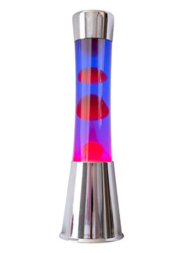 Fisura LT0496 Lámpara Grande de Lava Magma con Liquido Morado | Lámpara de Lava Original Color Plateado Cromado, 40 cm