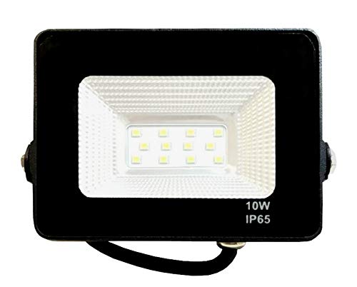 Foco LED exterior Floodlight 10W GNETIC GLASS Proyector Negro Impermeable IP65 1000LM Color Luz Blanco Frío 6500K Angulo 120º 85x115 mm 30000h Equivalente a 100W [Eficiencia energética A++] Pack x5