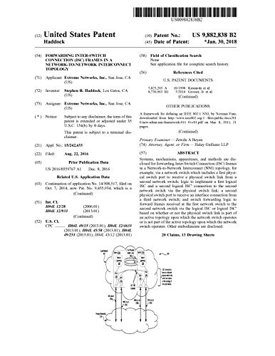 Forwarding inter-switch connection (ISC) frames in a network-to-network interconnect topology: United States Patent 9882838 (English Edition)