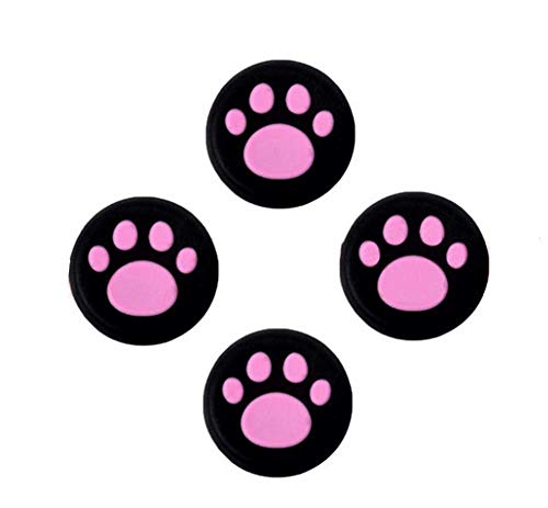 Funda de silicona analógica para mando de PS4, PS3, Xbox One, Xbox 360, PS2 (4 patas de gato rosas)