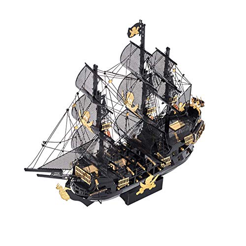 FXQIN Rompecabezas De Metal 3D Caribe Negro Perla del Barco Pirata Corte de Metal del 3D Puzzles para Adultos y Niños Maqueta de Barco Kit De Construcción De Metal Modelo para Montar