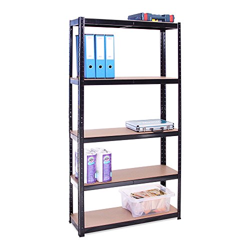 G-Rack 0011-1 Estantería De Almacenamiento para Garaje, Acero Inoxidable con Recubrimiento de Polvo Negro, 180 x 90 x 30 cm