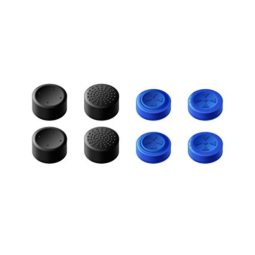 GameSir PS4 Controller Thumb Grips, Cubierta de Joystick Analógico para PS4 / Slim/Pro Controlador, Mejores Tapas para Gamepad Sticks - Azul & Negro (4 Pares en Total)