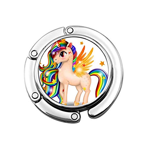 Gancho para Monedero Plegable d Pony Unicornio Personaje Ojos Grandes Bolso Plegable Colgador de Mesa-Bolsa Colgador Colección-Ganchos
