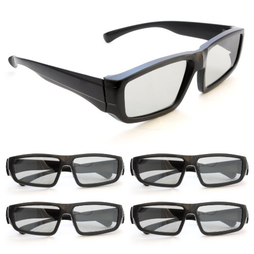 Ganzoo - Gafas 3D pasivas, polarizadas circulares para televisores 3D, juegos PC o RealD, montura negra